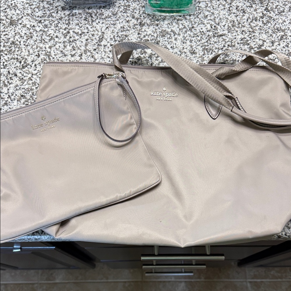 Kate Spade Light Beige Tote and Pouch